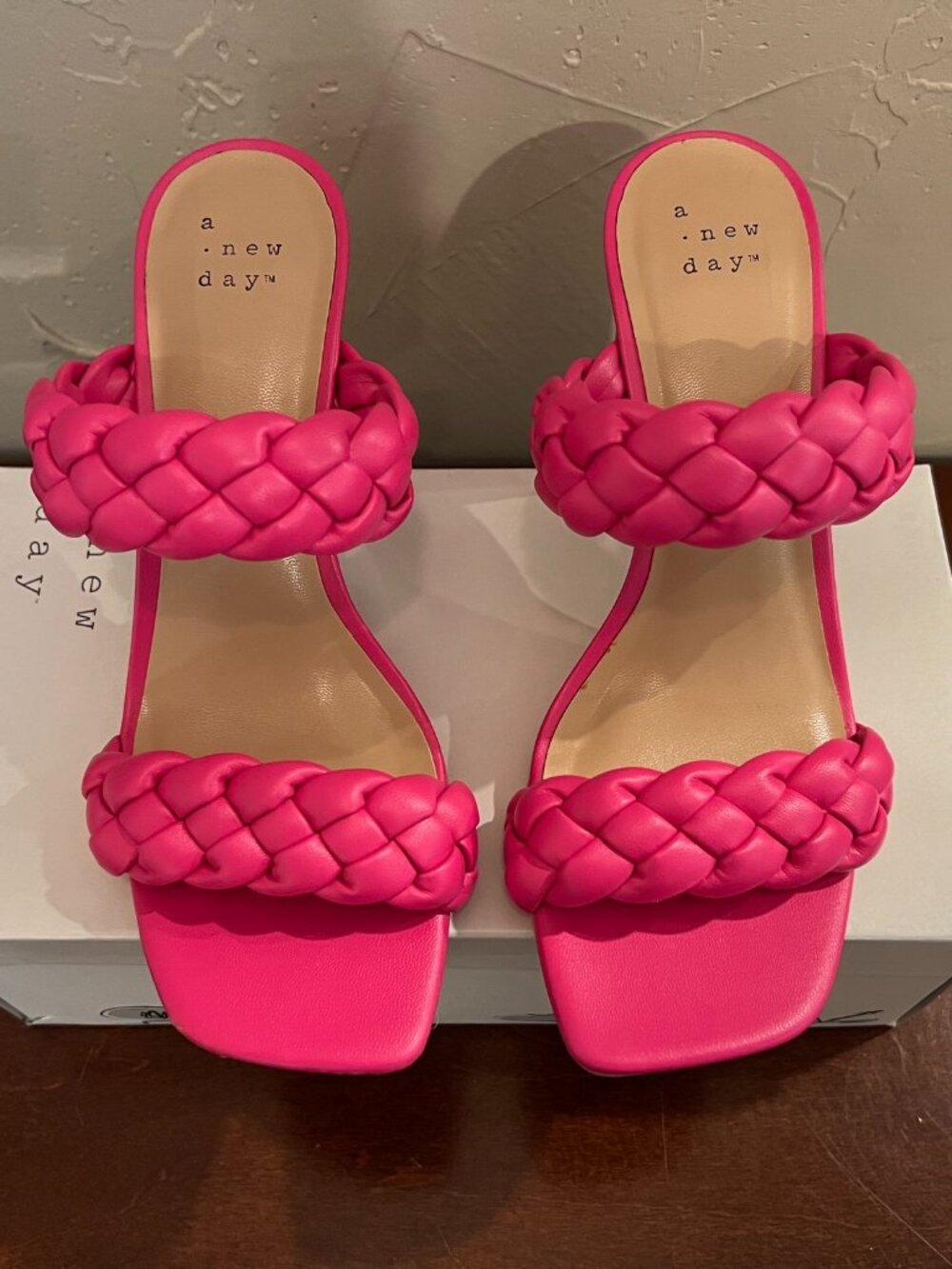 A New Day Heels Women’s Magenta Braided Double Strap Block Sandals Size 6.5